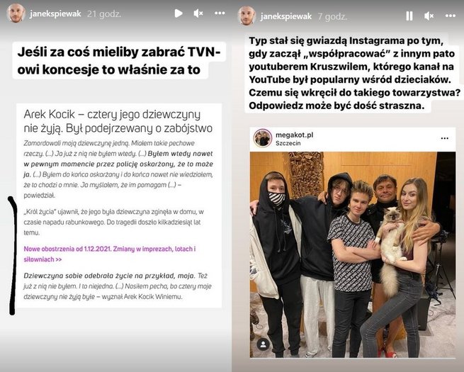 Screen z Instagram Stories / @janekspiewak