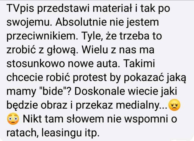 fot. screen komentarza z grupy Strajk Przedsiębiorców